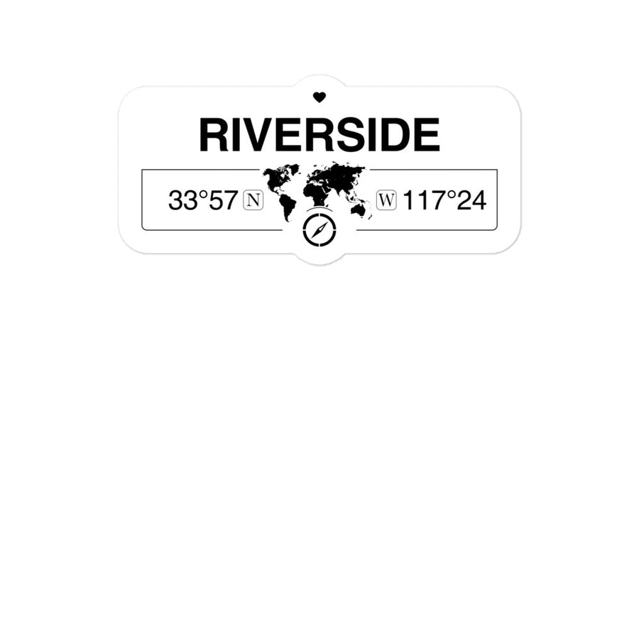 Riverside California 2 x 5.5" Inch Stickers Gift with Map Coordinates #REF2748F6546