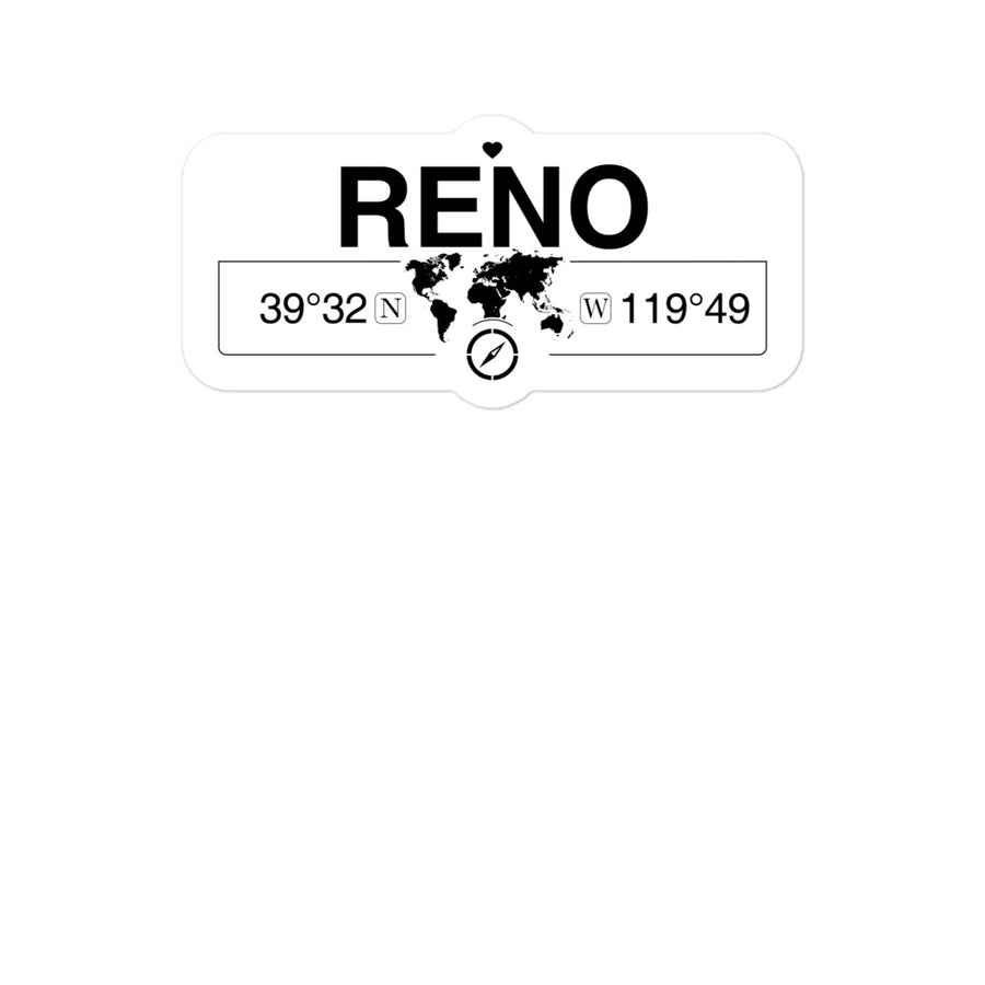 Reno Nevada 2 x 5.5" Inch Stickers Gift with Map Coordinates #REF2748F6546