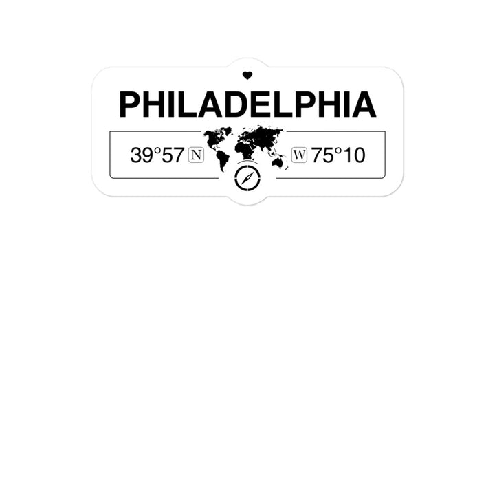Philadelphia Pennsylvania 2 x 5.5" Inch Stickers Gift with Map Coordinates #REF2748F6546