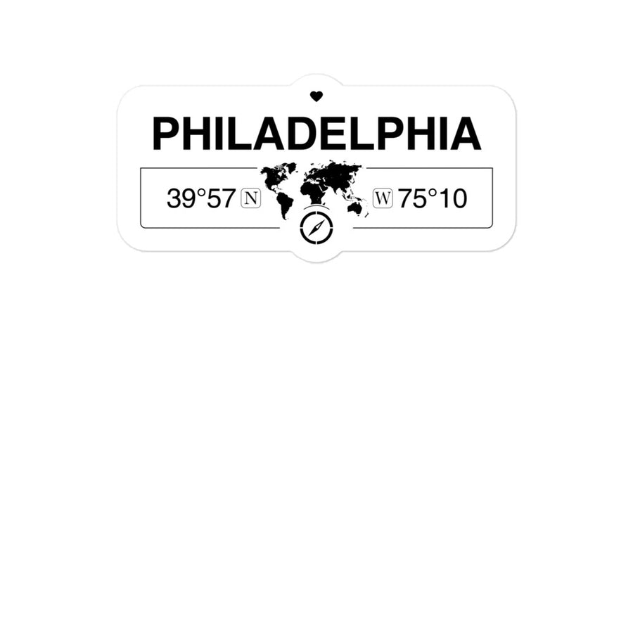 Philadelphia Pennsylvania 2 x 5.5" Inch Stickers Gift with Map Coordinates #REF2748F6546