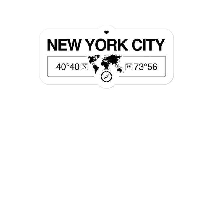 New York City America 2 x 5.5" Inch Stickers Gift with Map Coordinates #REF2748F6546