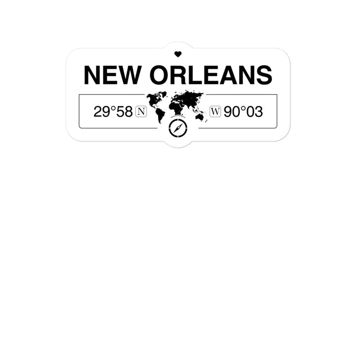 New Orleans Louisiana 2 x 5.5" Inch Stickers Gift with Map Coordinates #REF2748F6546