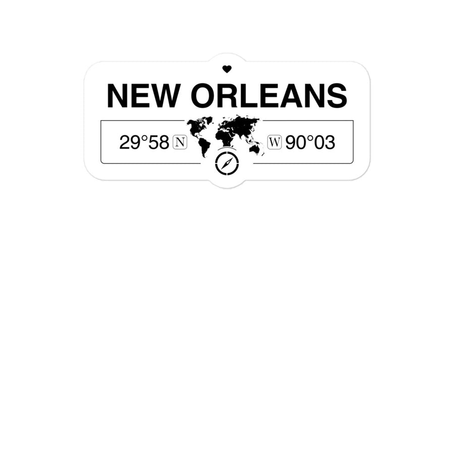 New Orleans Louisiana 2 x 5.5" Inch Stickers Gift with Map Coordinates #REF2748F6546