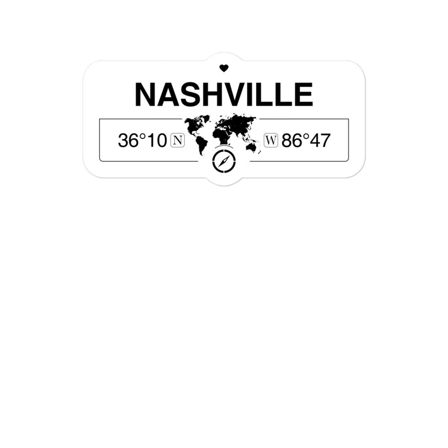 Nashville Tennessee 2 x 5.5" Inch Stickers Gift with Map Coordinates #REF2748F6546