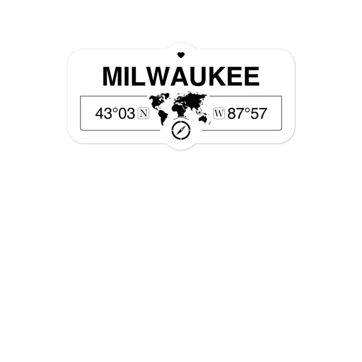 Milwaukee Wisconsin 2 x 5.5" Inch Stickers Gift with Map Coordinates #REF2748F6546
