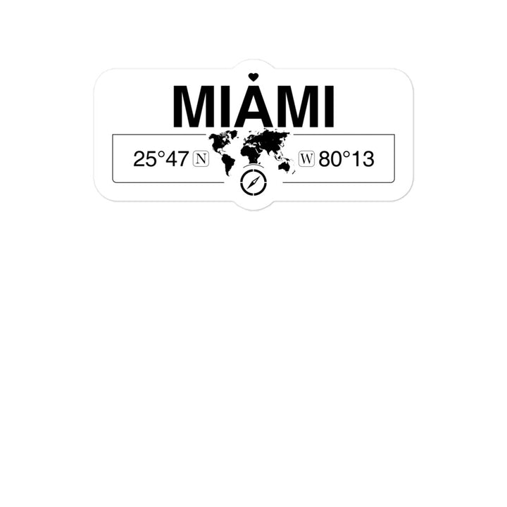 Miami Florida 2 x 5.5" Inch Stickers Gift with Map Coordinates #REF2748F6546