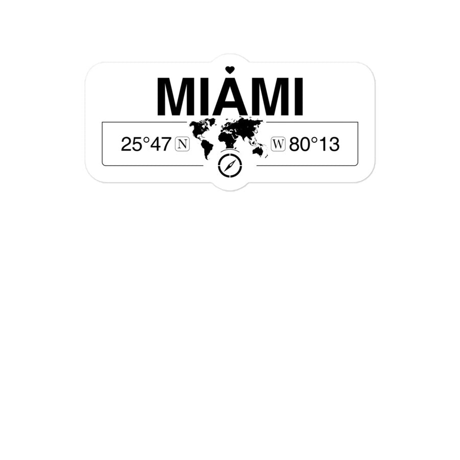 Miami Florida 2 x 5.5" Inch Stickers Gift with Map Coordinates #REF2748F6546