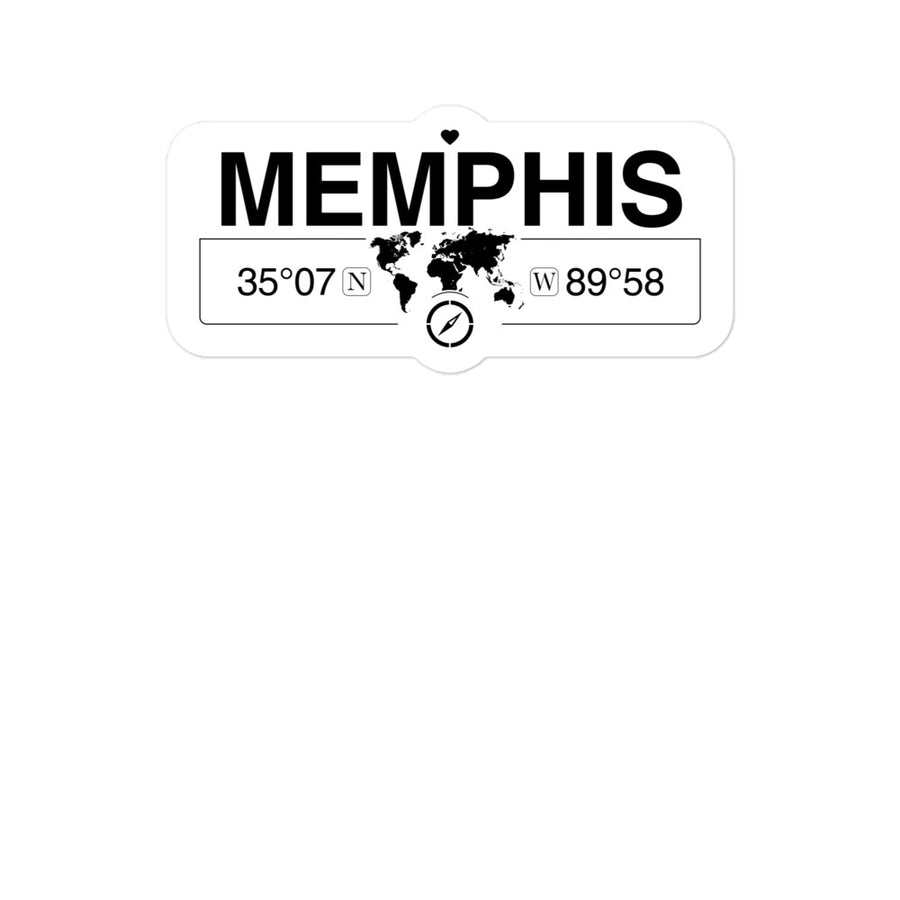 Memphis Tennessee 2 x 5.5" Inch Stickers Gift with Map Coordinates #REF2748F6546