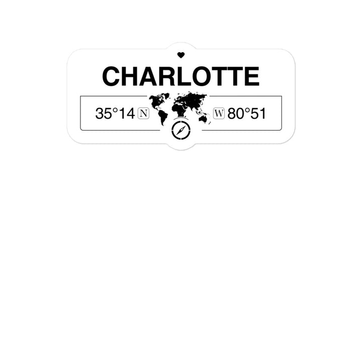 Charlotte, North Carolina 2 x 5.5" Inch Stickers Gift with Map Coordinates #REF2748F6546