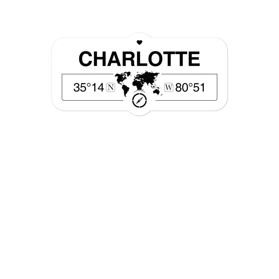 Charlotte, North Carolina 2 x 5.5" Inch Stickers Gift with Map Coordinates #REF2748F6546