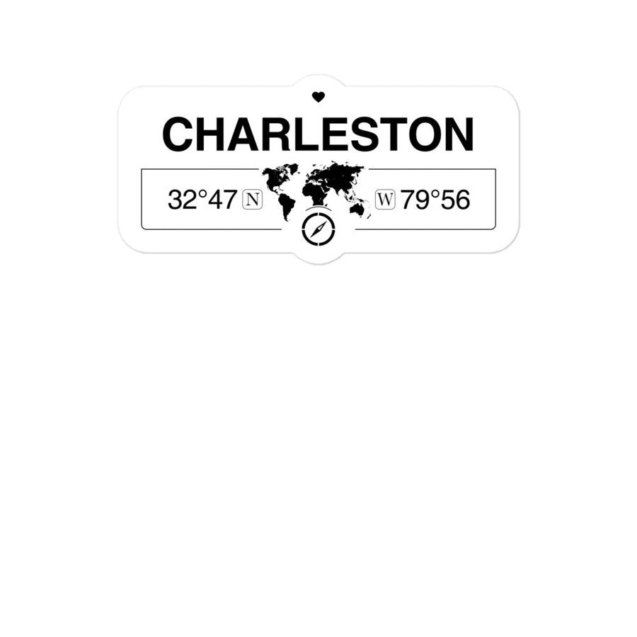 Charleston, South Carolina 2 x 5.5" Inch Stickers Gift with Map Coordinates #REF2748F6546