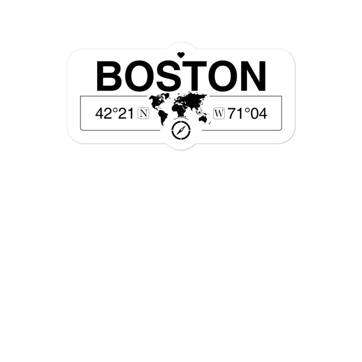Boston, Massachusetts 2 x 5.5" Inch Stickers Gift with Map Coordinates #REF2748F6546