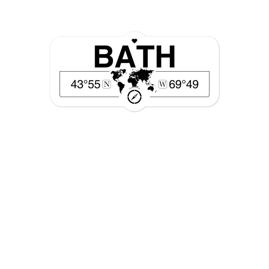 Bath, Maine 2 x 5.5" Inch Stickers Gift with Map Coordinates #REF2748F6546