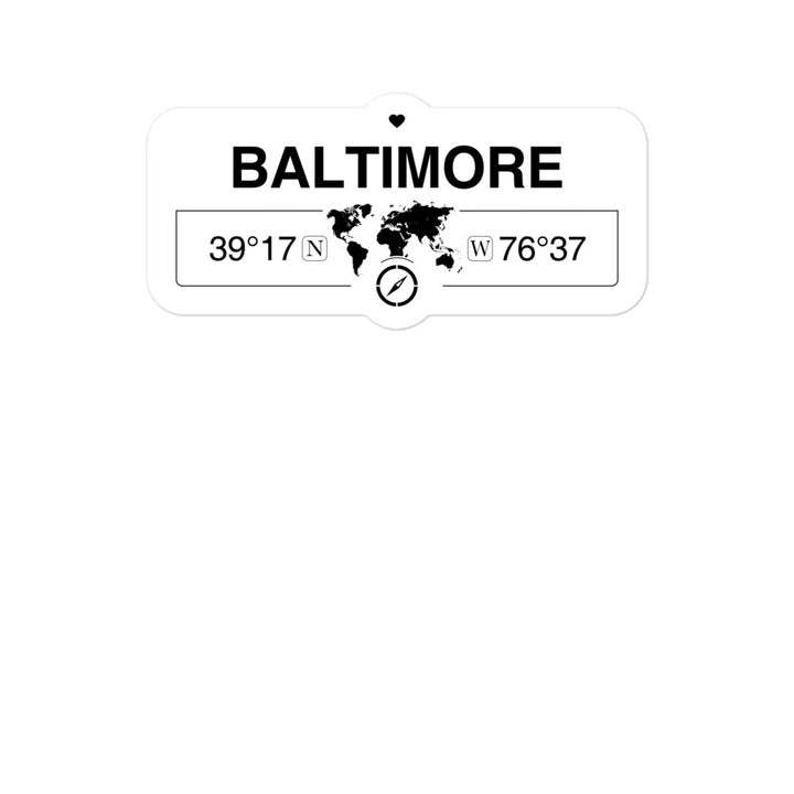 Baltimore, Maryland 2 x 5.5" Inch Stickers Gift with Map Coordinates #REF2748F6546