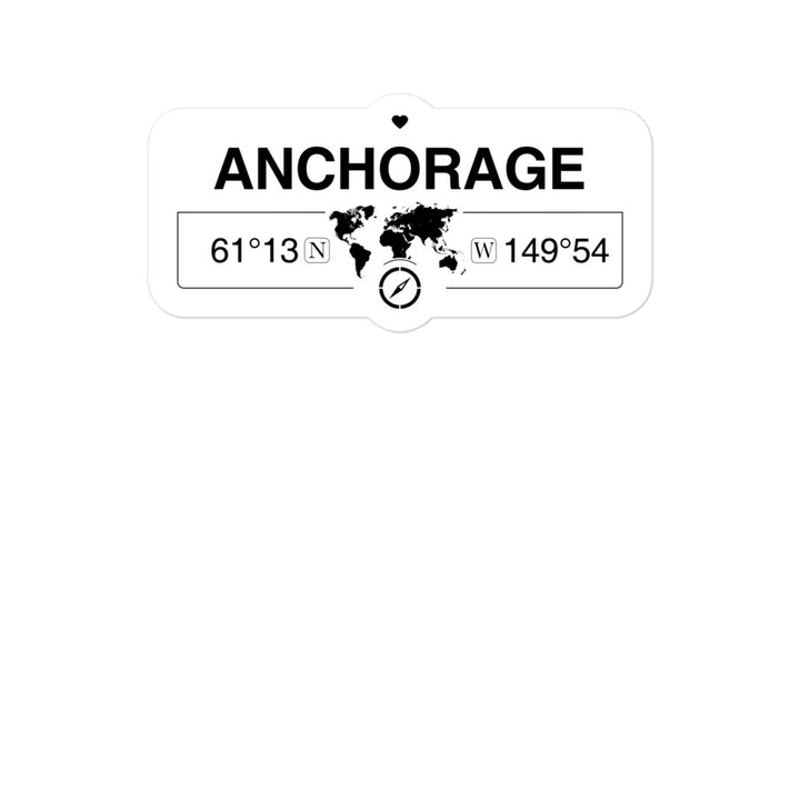 Anchorage, Alaska 2 x 5.5" Inch Stickers Gift with Map Coordinates #REF2748F6546