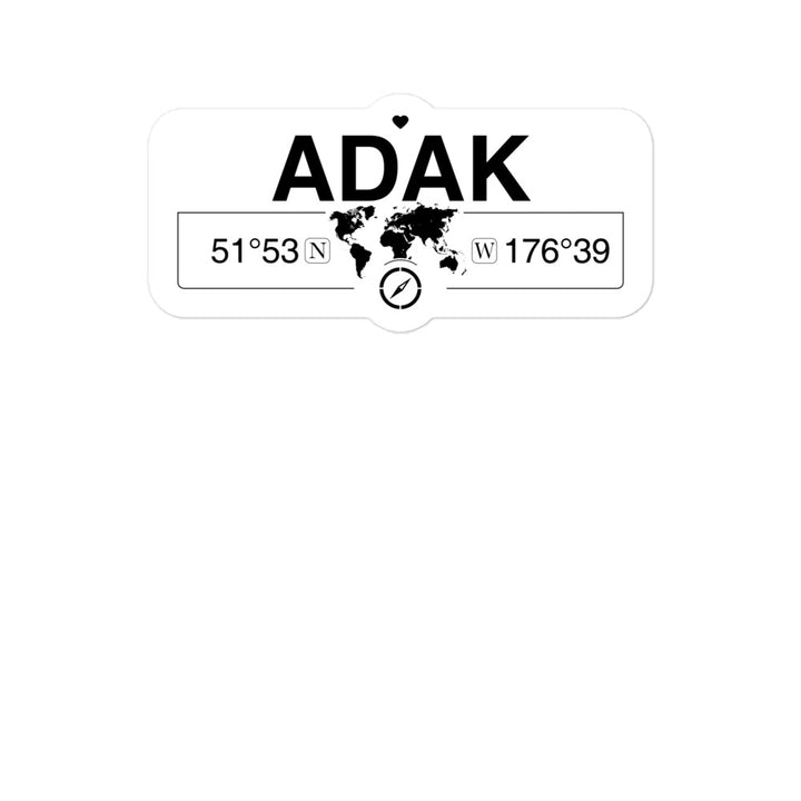 Adak, Alaska 2 x 5.5" Inch Stickers Gift with Map Coordinates #REF2748F6546