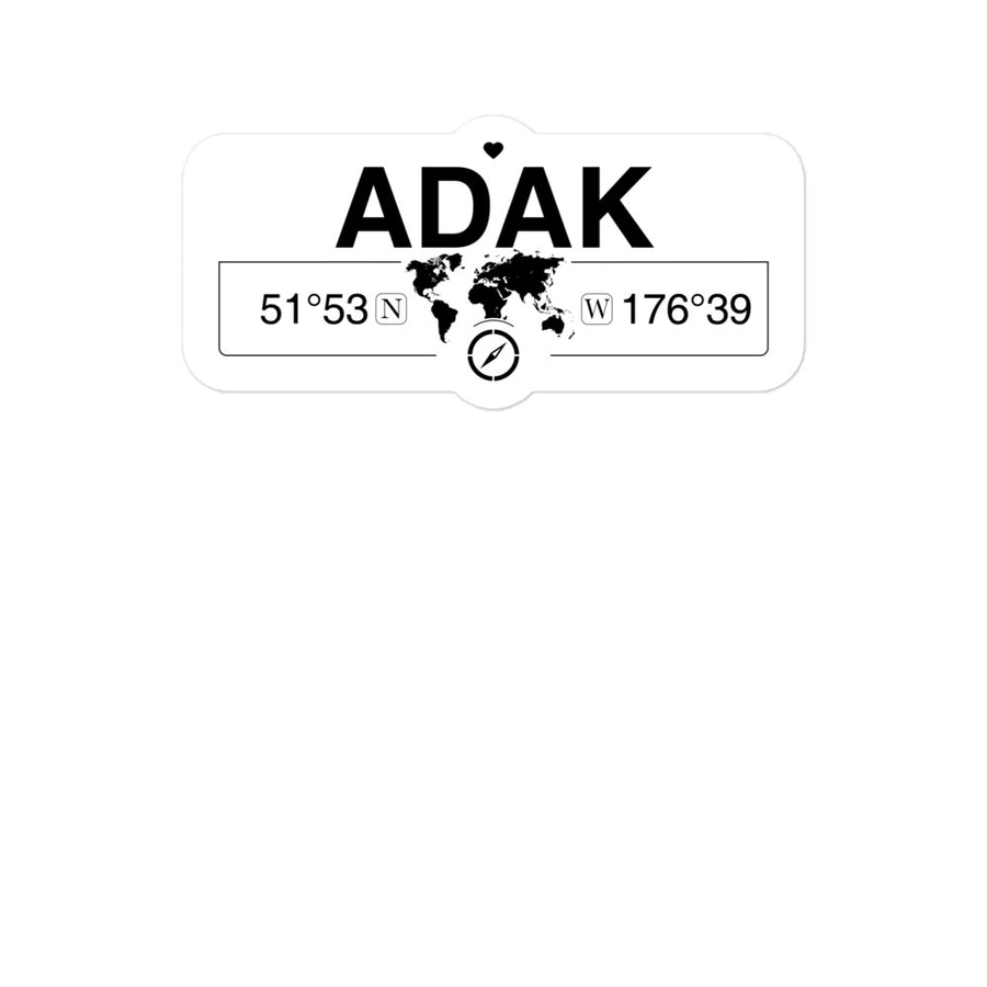 Adak, Alaska 2 x 5.5" Inch Stickers Gift with Map Coordinates #REF2748F6546