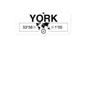 York, England 2 x 5.5" Inch Stickers Gift with Map Coordinates #REF2748F6546