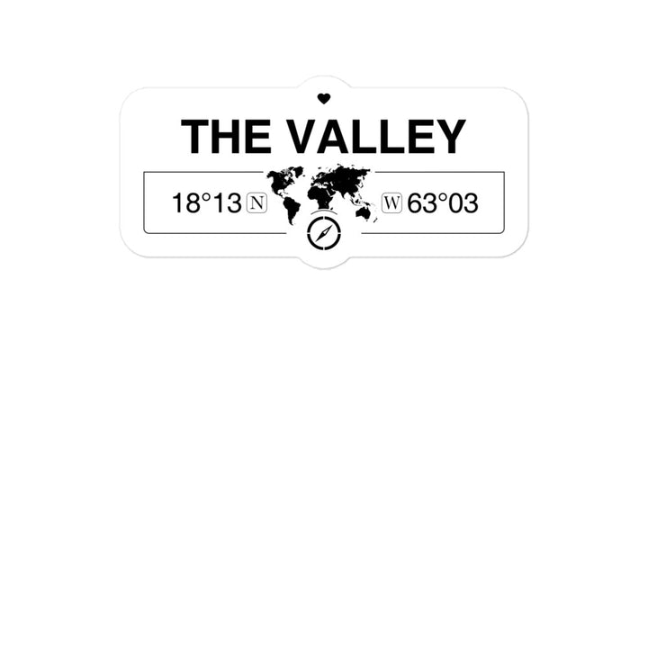 The Valley, Anguilla 2 x 5.5" Inch Stickers Gift with Map Coordinates #REF2748F6546