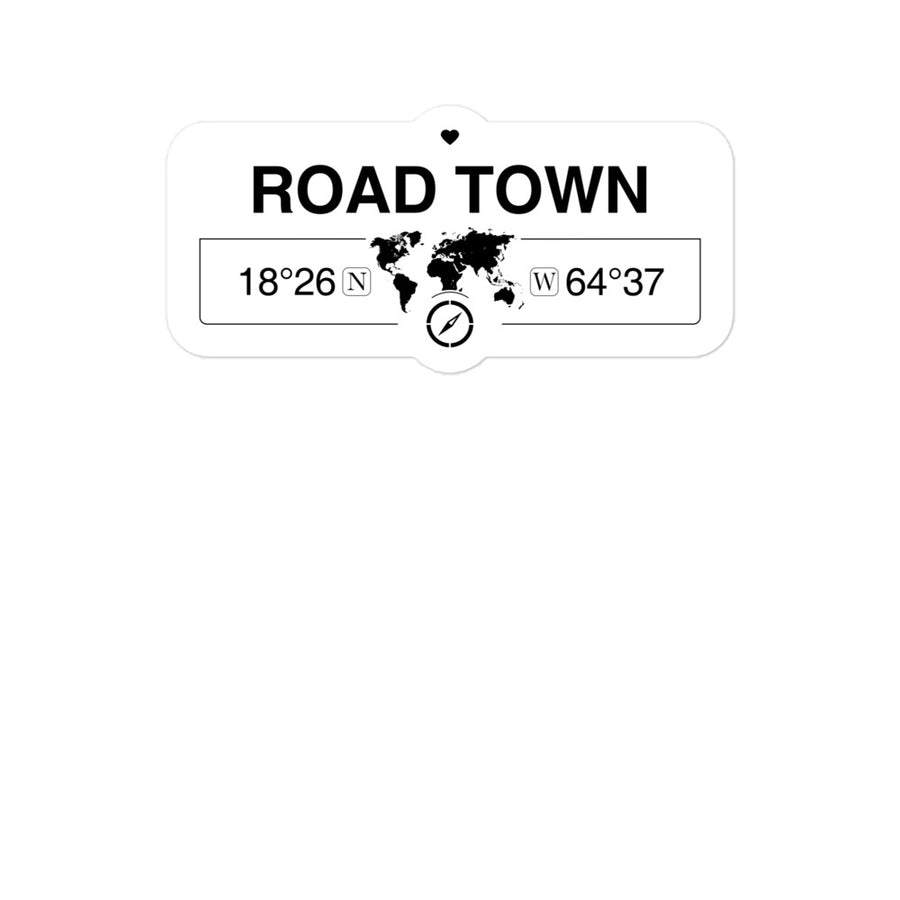 Road Town, British Virgin Islands 2 x 5.5" Inch Stickers Gift with Map Coordinates #REF2748F6546