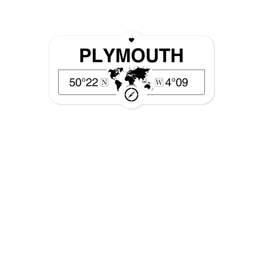 Plymouth, England 2 x 5.5" Inch Stickers Gift with Map Coordinates #REF2748F6546