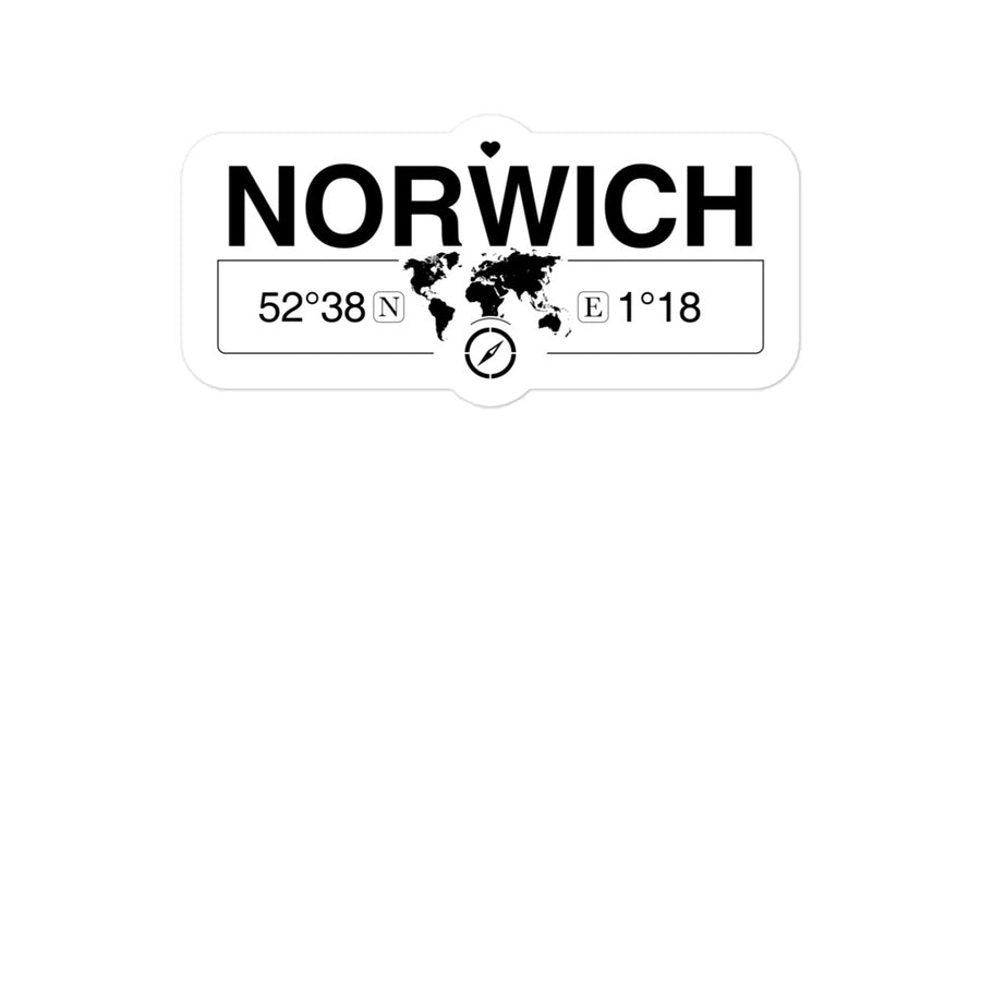 Norwich, England 2 x 5.5" Inch Stickers Gift with Map Coordinates #REF2748F6546