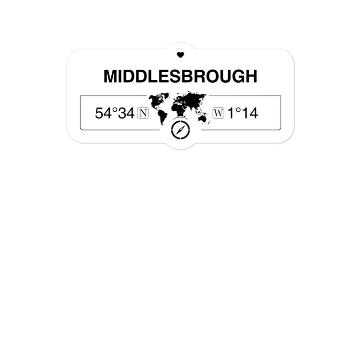 Middlesbrough, England 2 x 5.5" Inch Stickers Gift with Map Coordinates #REF2748F6546