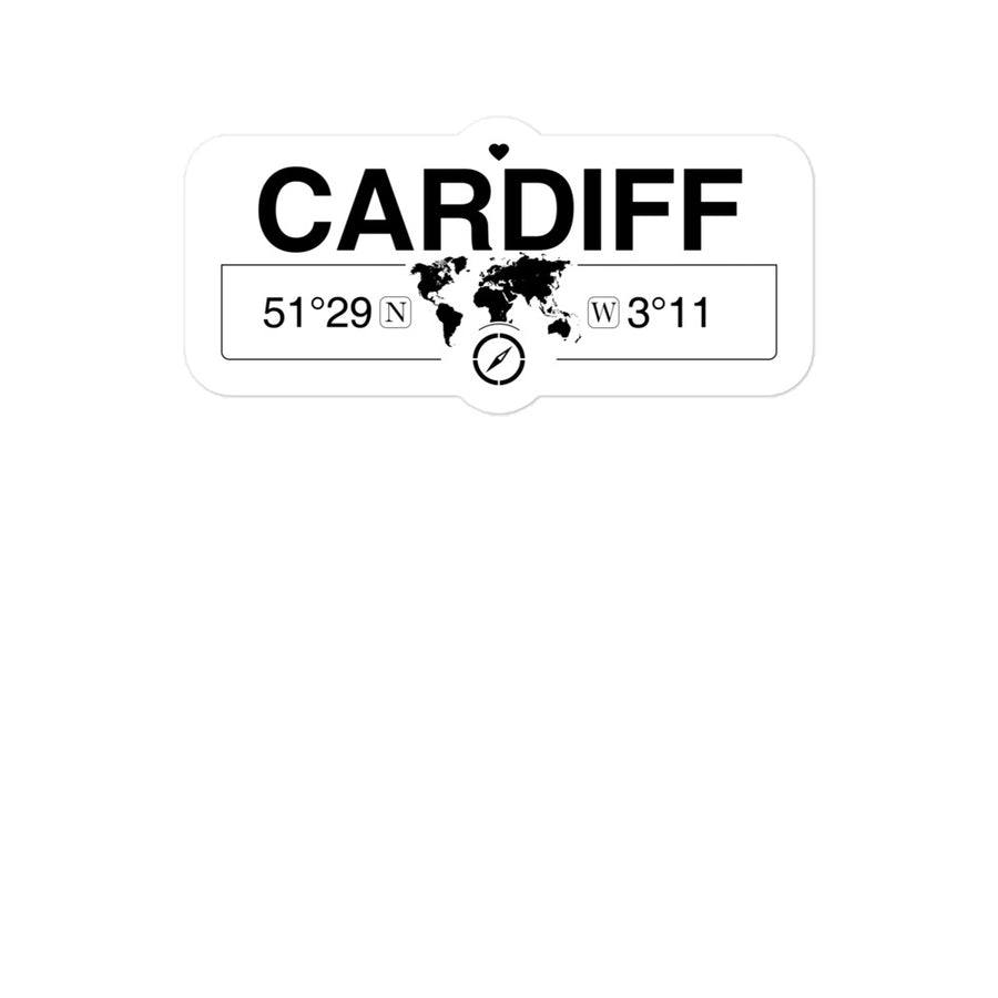 Cardiff, Wales 2 x 5.5" Inch Stickers Gift with Map Coordinates #REF2748F6546
