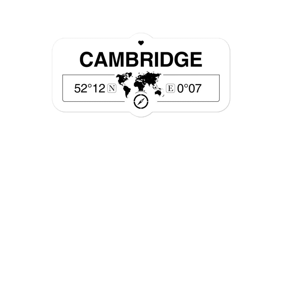 Cambridge, England 2 x 5.5" Inch Stickers Gift with Map Coordinates #REF2748F6546