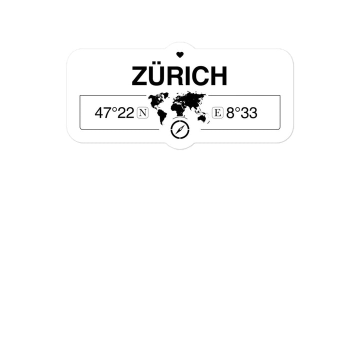 ZÃ¼rich 2 x 5.5" Inch Stickers Gift with Map Coordinates #REF2748F6546