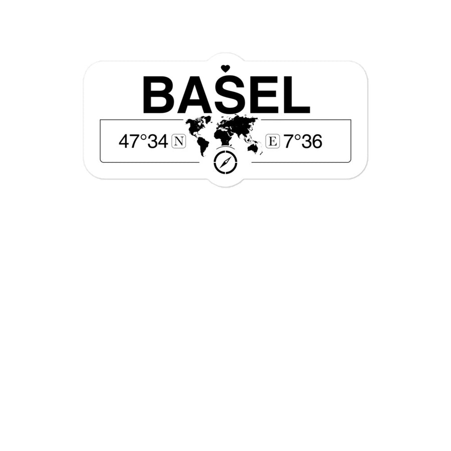 Basel 2 x 5.5" Inch Stickers Gift with Map Coordinates #REF2748F6546