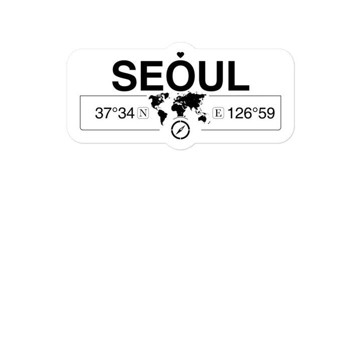 Seoul 2 x 5.5" Inch Stickers Gift with Map Coordinates #REF2748F6546