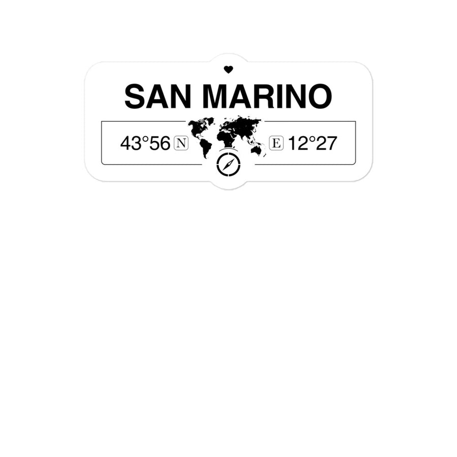 San Marino 2 x 5.5" Inch Stickers Gift with Map Coordinates #REF2748F6546