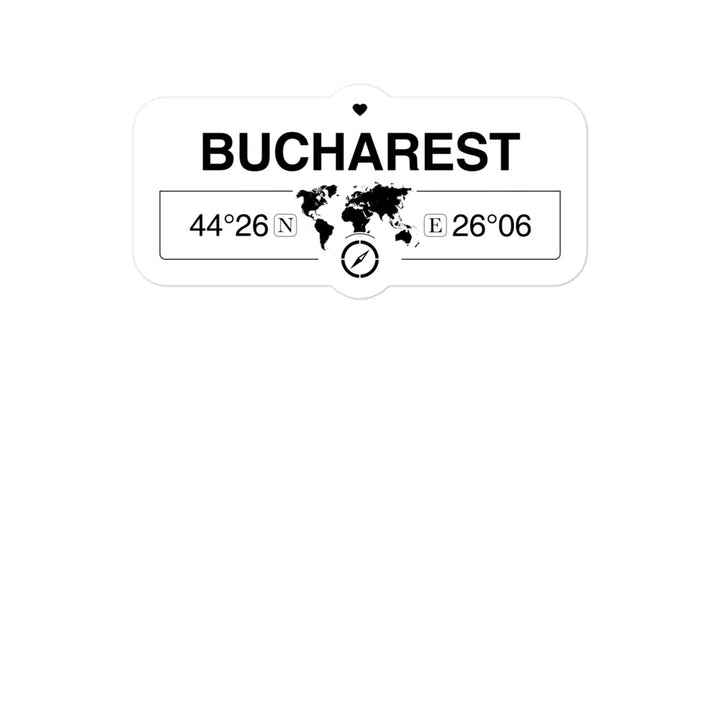 Bucharest 2 x 5.5" Inch Stickers Gift with Map Coordinates #REF2748F6546