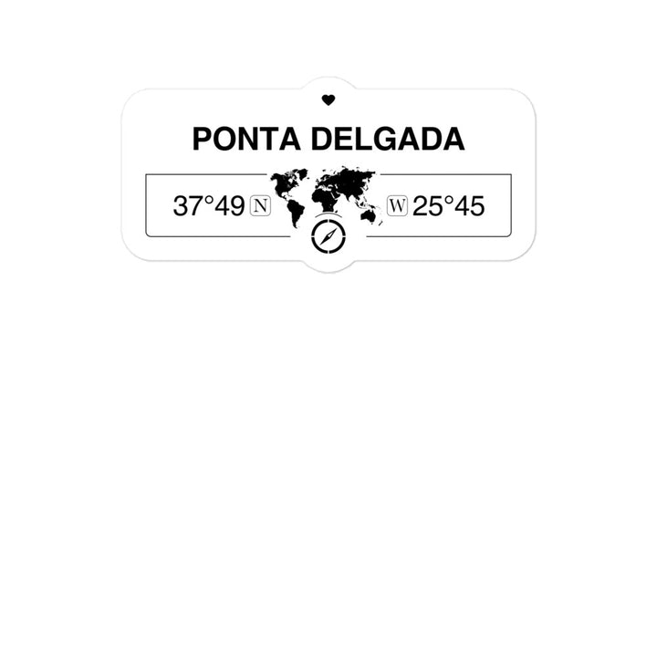Ponta Delgada, Azores 2 x 5.5" Inch Stickers Gift with Map Coordinates #REF2748F6546