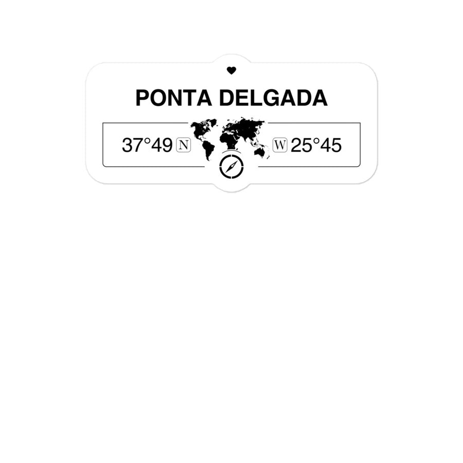 Ponta Delgada, Azores 2 x 5.5" Inch Stickers Gift with Map Coordinates #REF2748F6546
