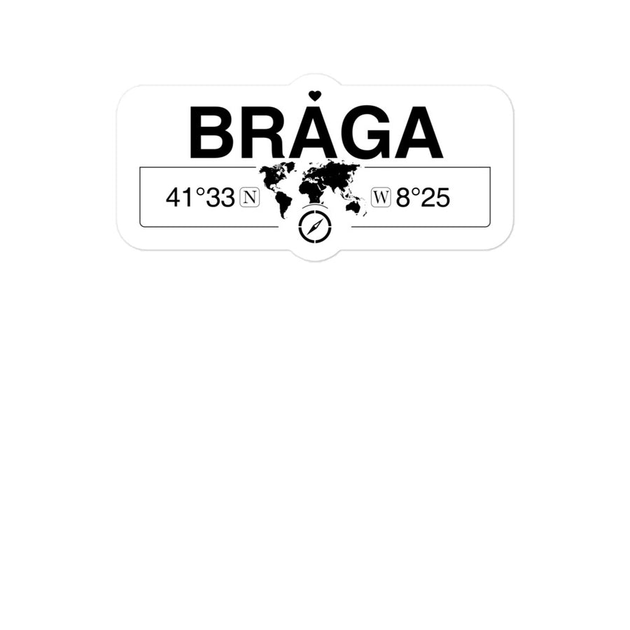 Braga, Braga District 2 x 5.5" Inch Stickers Gift with Map Coordinates #REF2748F6546