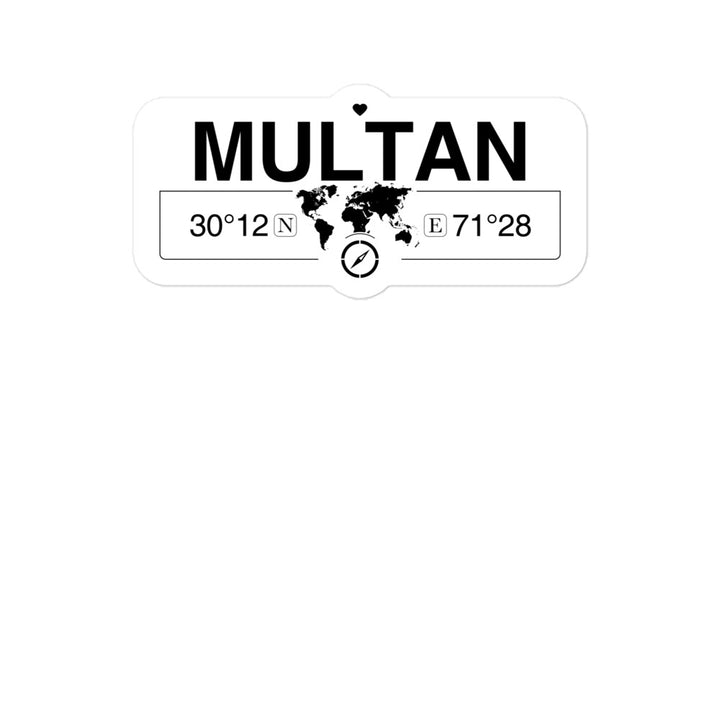 Multan, Punjab 2 x 5.5" Inch Stickers Gift with Map Coordinates #REF2748F6546