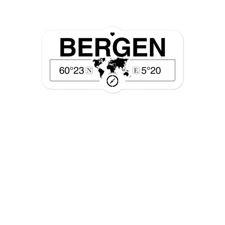 Bergen, Hordaland 2 x 5.5" Inch Stickers Gift with Map Coordinates #REF2748F6546