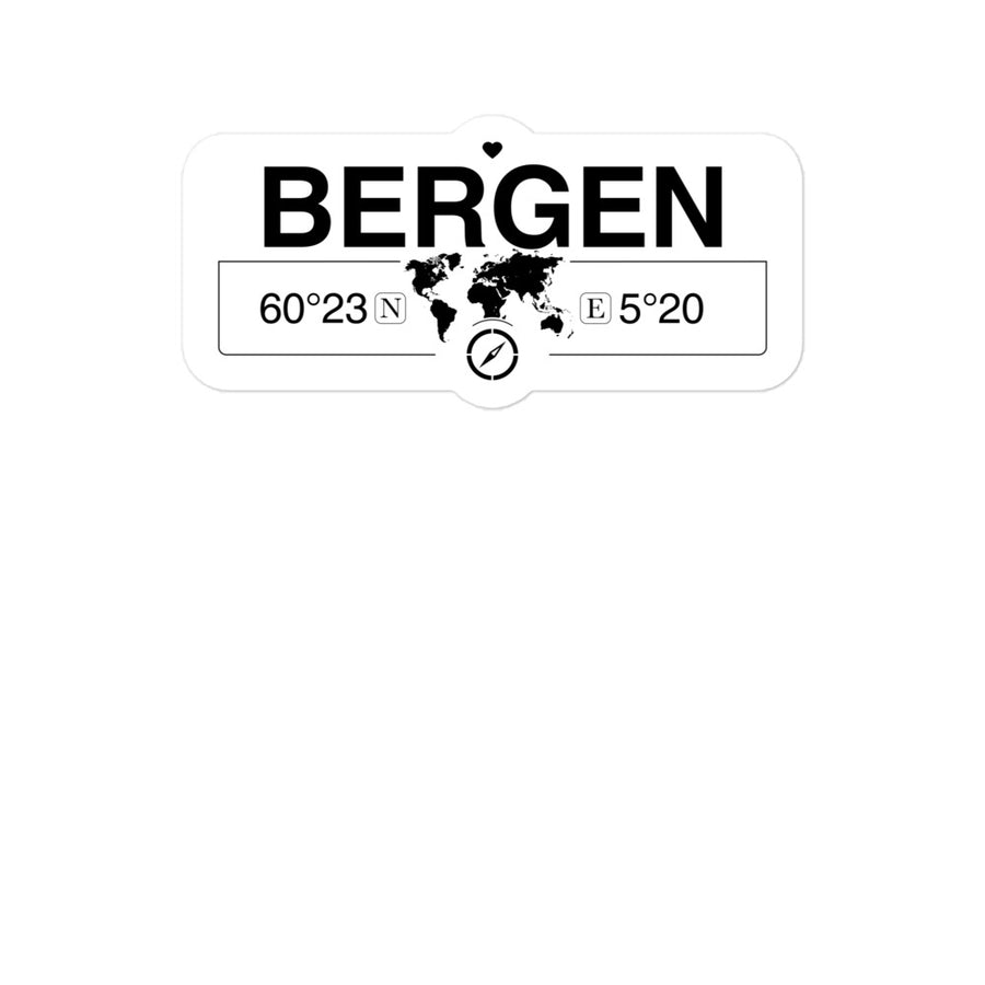 Bergen, Hordaland 2 x 5.5" Inch Stickers Gift with Map Coordinates #REF2748F6546
