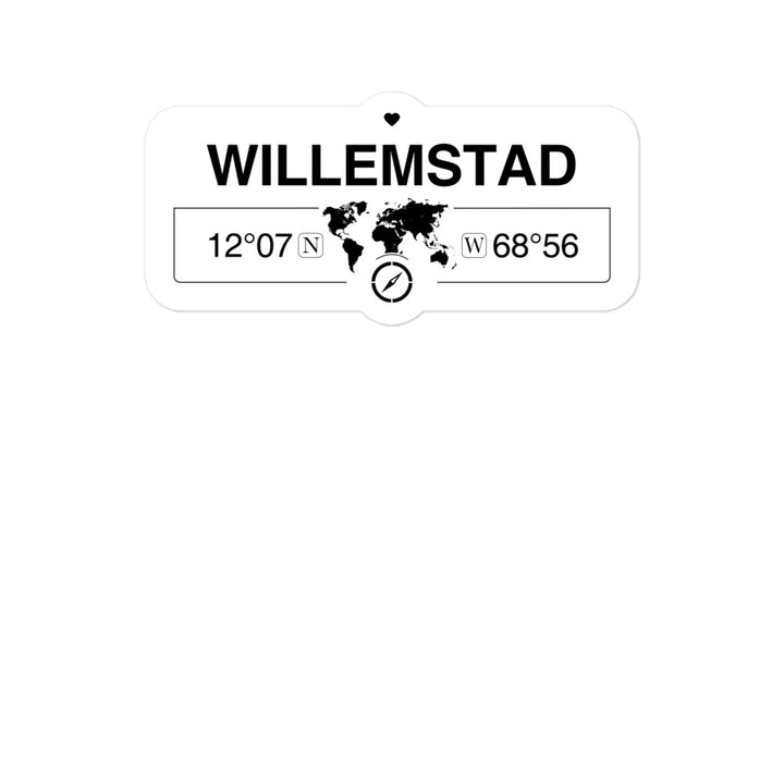 Willemstad, CuraÃ§ao 2 x 5.5" Inch Stickers Gift with Map Coordinates #REF2748F6546