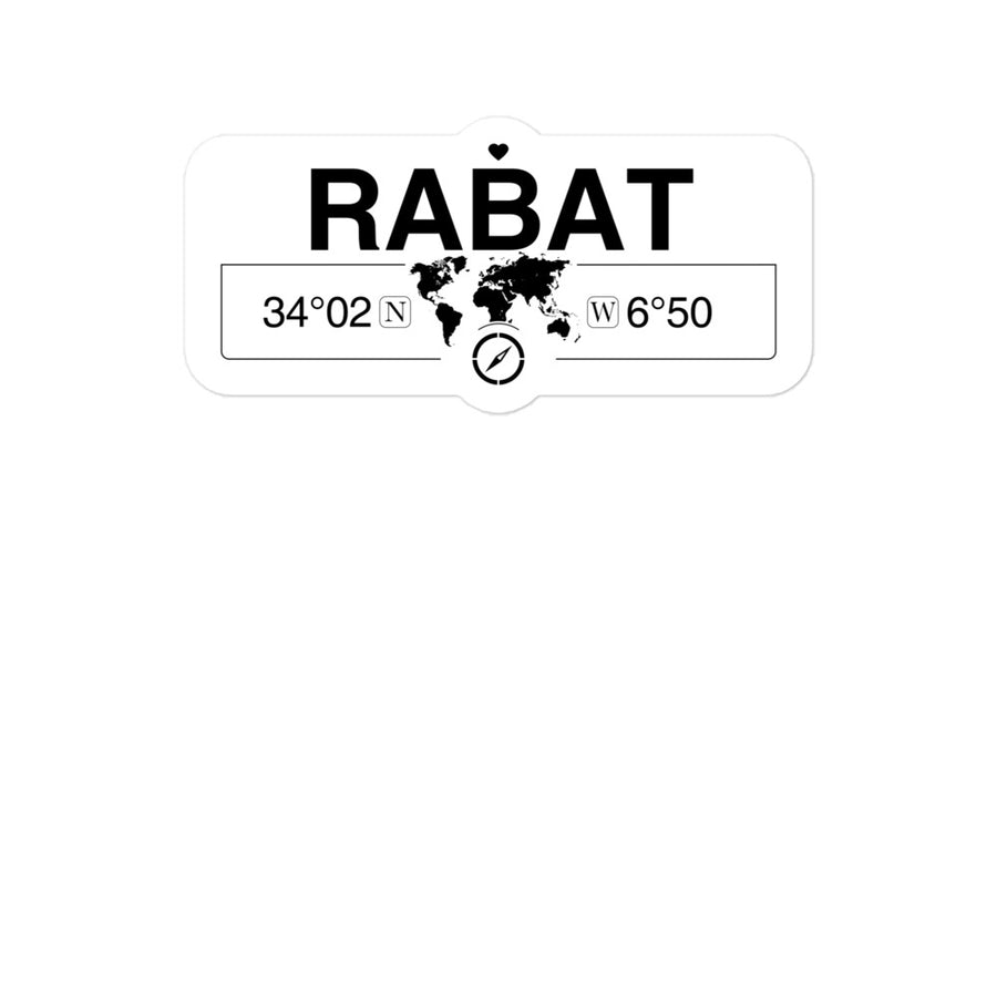 Rabat 2 x 5.5" Inch Stickers Gift with Map Coordinates #REF2748F6546