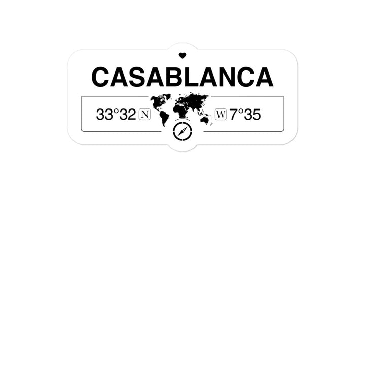Casablanca 2 x 5.5" Inch Stickers Gift with Map Coordinates #REF2748F6546