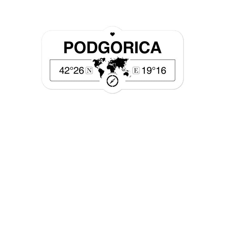 Podgorica 2 x 5.5" Inch Stickers Gift with Map Coordinates #REF2748F6546