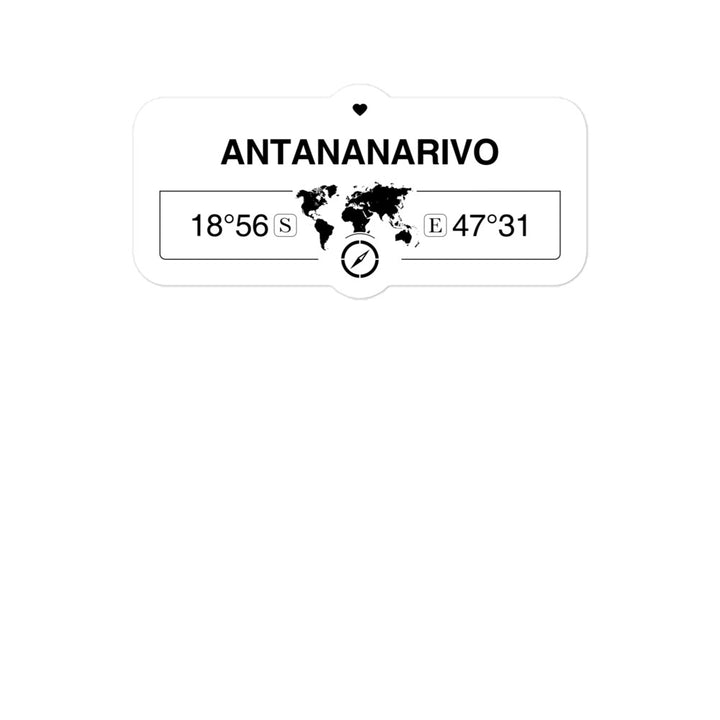 Antananarivo Madagascar 2 x 5.5" Inch Stickers Gift with Map Coordinates #REF2748F6546