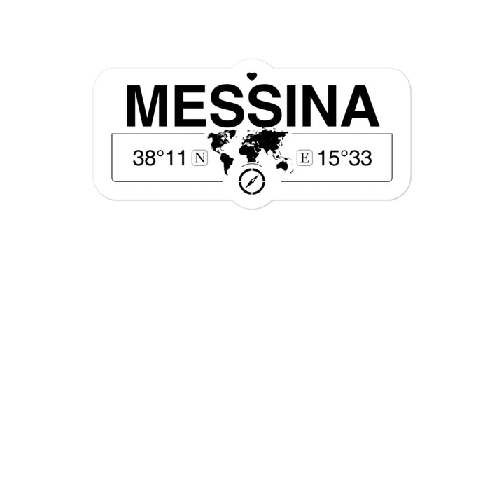 Messina, Sicily 2 x 5.5" Inch Stickers Gift with Map Coordinates #REF2748F6546