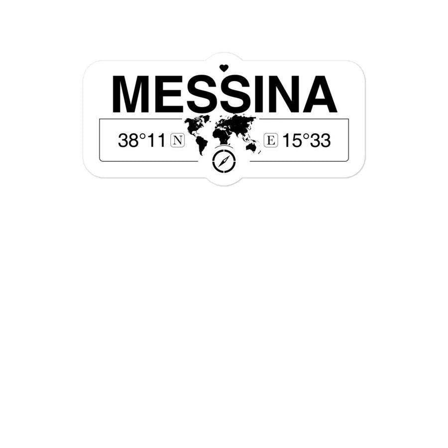 Messina, Sicily 2 x 5.5" Inch Stickers Gift with Map Coordinates #REF2748F6546