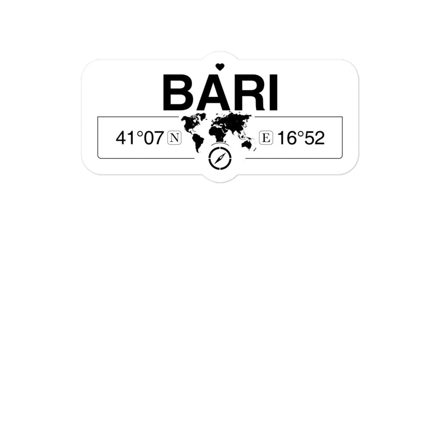 Bari, Apulia 2 x 5.5" Inch Stickers Gift with Map Coordinates #REF2748F6546