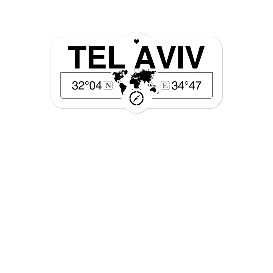 Tel Aviv 2 x 5.5" Inch Stickers Gift with Map Coordinates #REF2748F6546