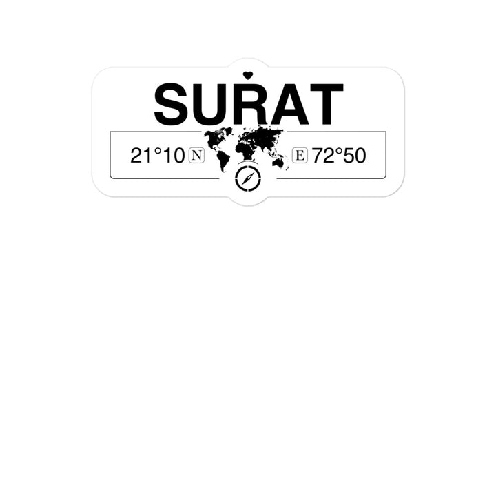 Surat, Gujarat 2 x 5.5" Inch Stickers Gift with Map Coordinates #REF2748F6546